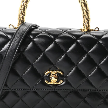 Mini Quilted Calfskin Flap Shoulder Bag - Gold
