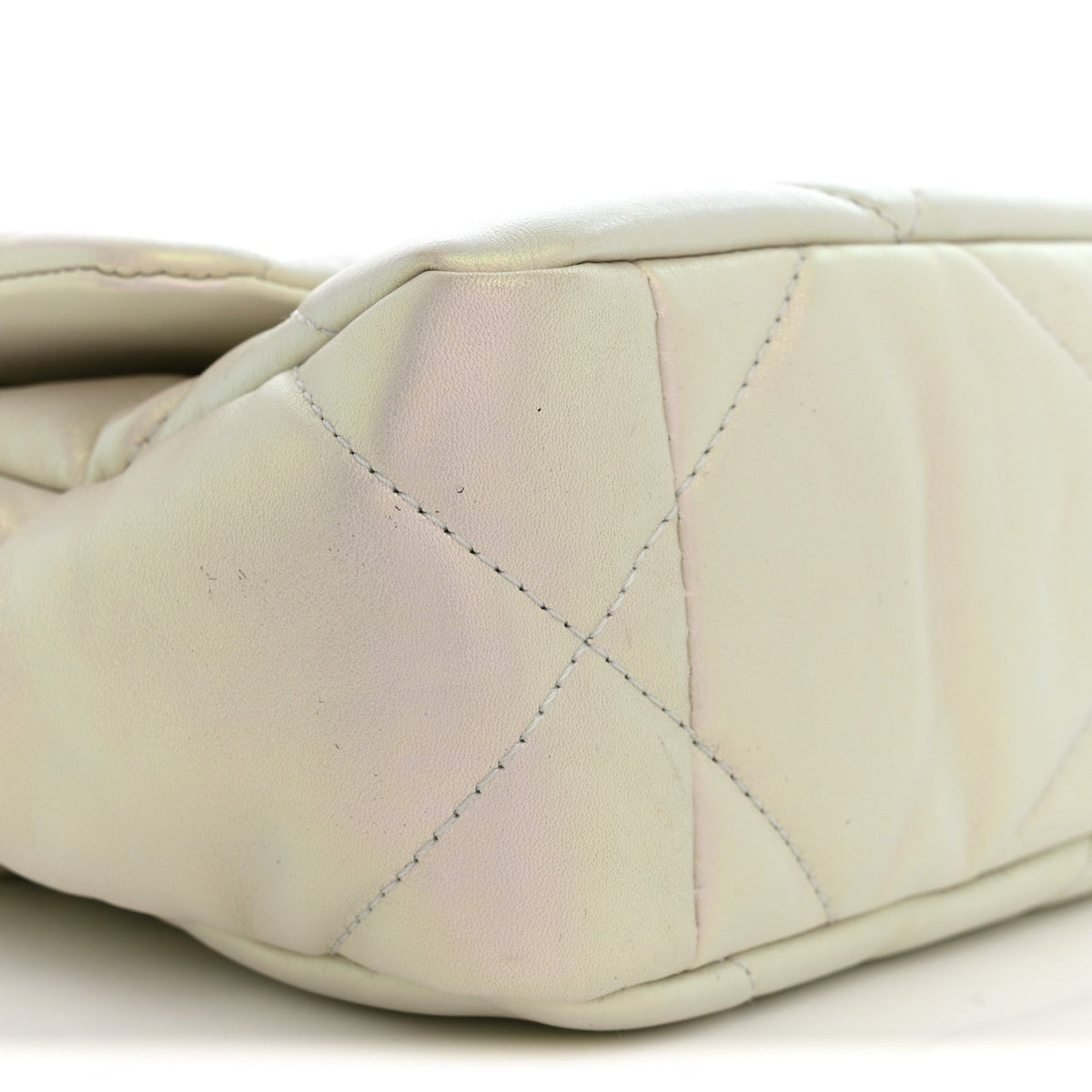 Medium Quilted Calfskin Flap Shoulder Bag - White