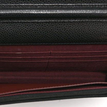 Quilted Caviar Wallet Bag - Black
