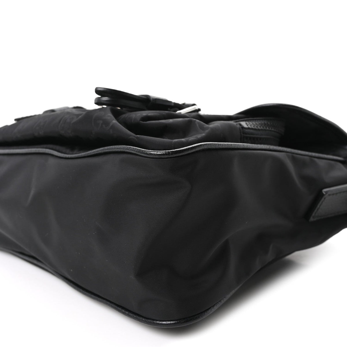 Nylon Flap Shoulder Bag - Black