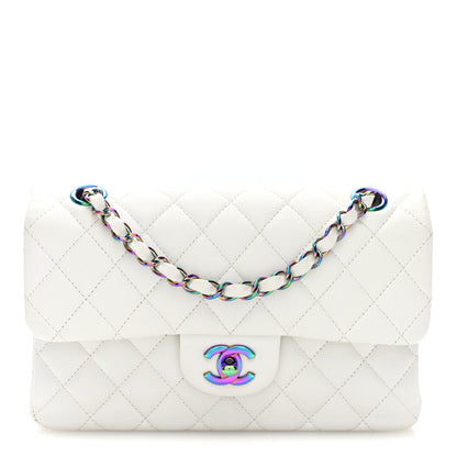 Small Quilted Caviar Flap Shoulder Bag - White
