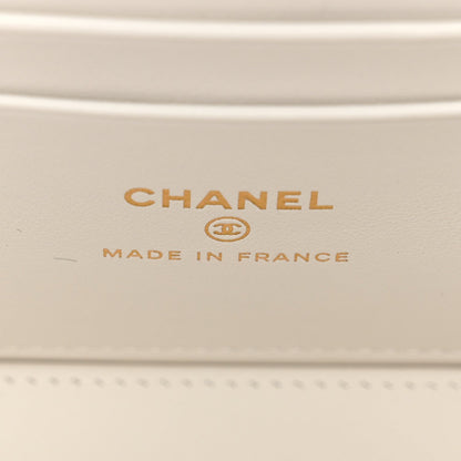 Small Quilted Caviar Handbag - White