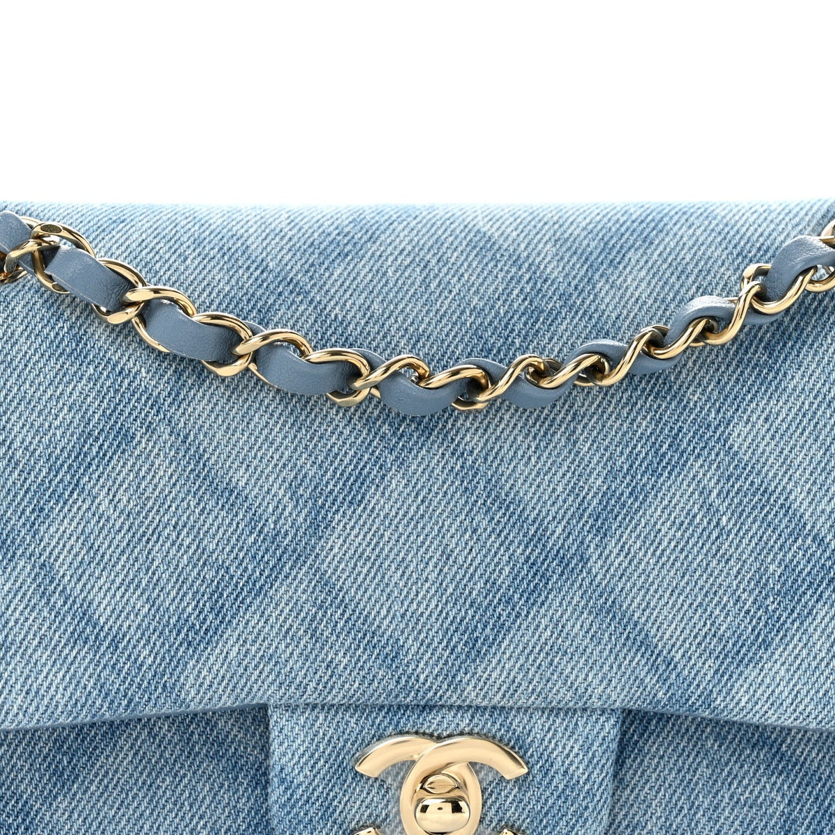 Small Quilted Flap Shoulder Bag - Light Blue