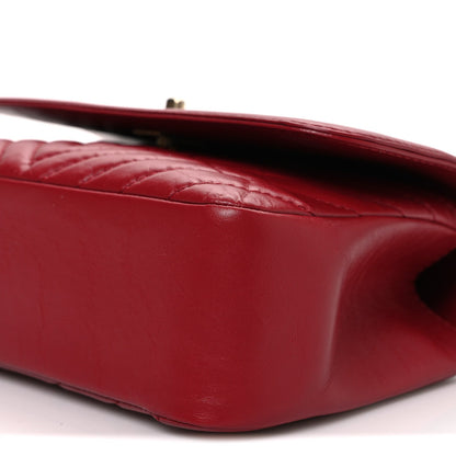 Quilted Calfskin Flap Shoulder Bag - Red