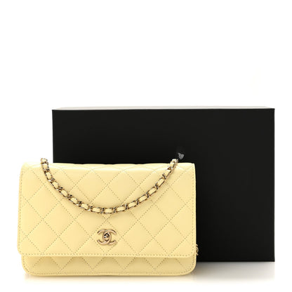 Quilted Caviar Wallet Bag - Yellow