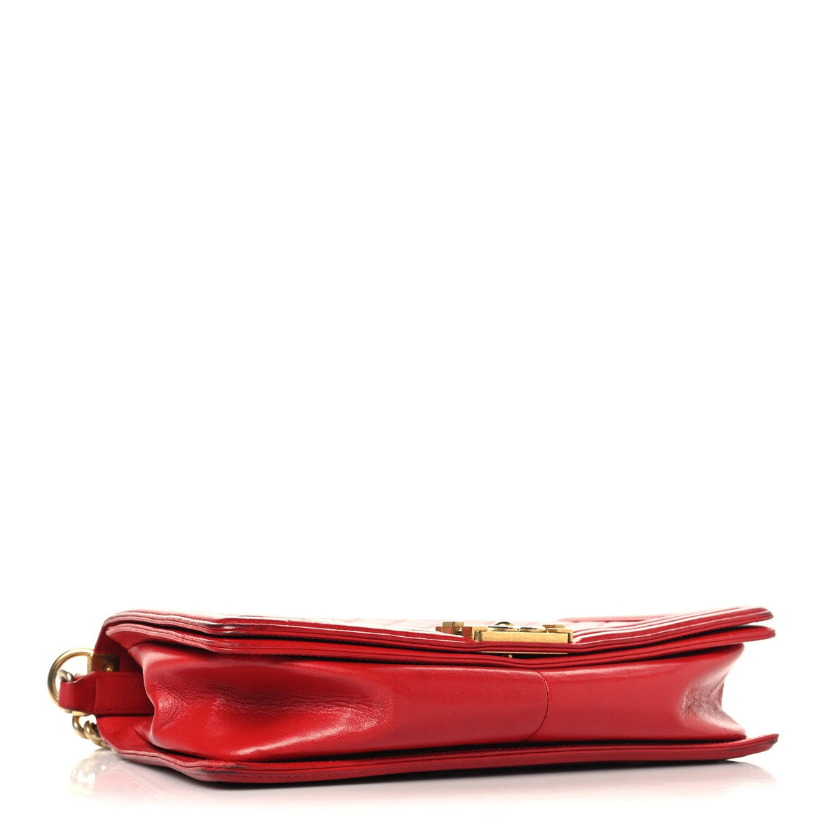 Medium Quilted Lambskin Flap Shoulder Bag - Red