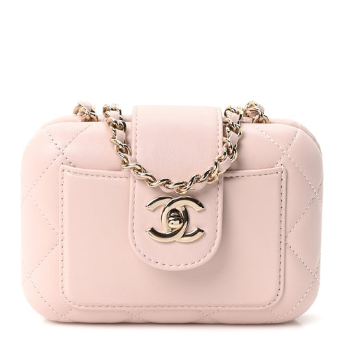 Mini Quilted Lambskin Handbag - Pink