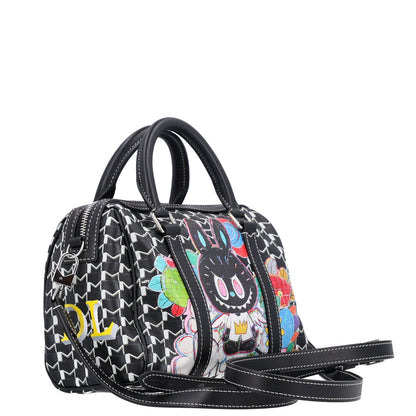 Calfskin Canvas Handbag - Black