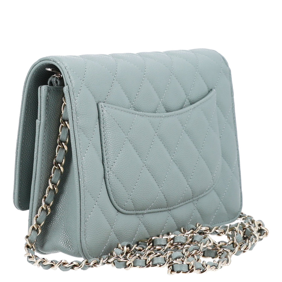 Quilted Caviar Wallet Bag - Grey