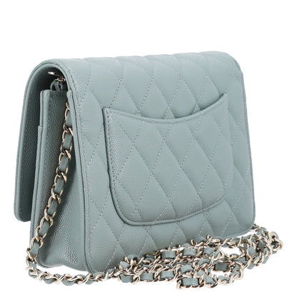 Quilted Caviar Wallet Bag - Grey
