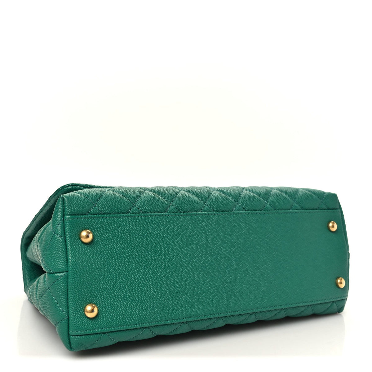 Small Quilted Caviar Flap Shoulder Bag - Green