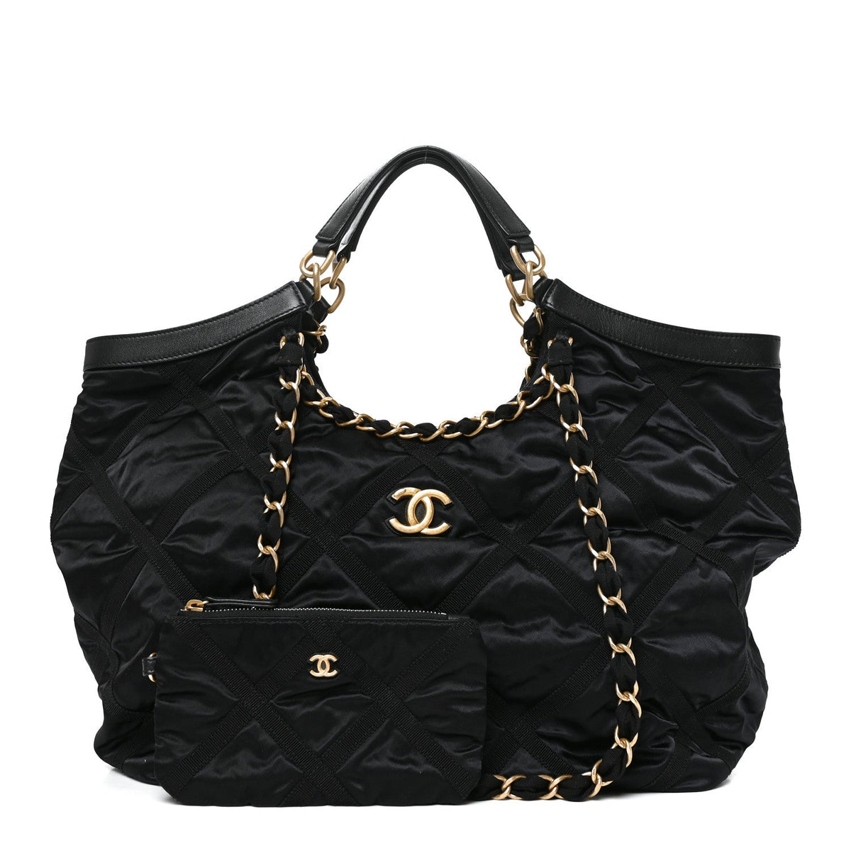 Quilted Nylon Tote Bag - Black
