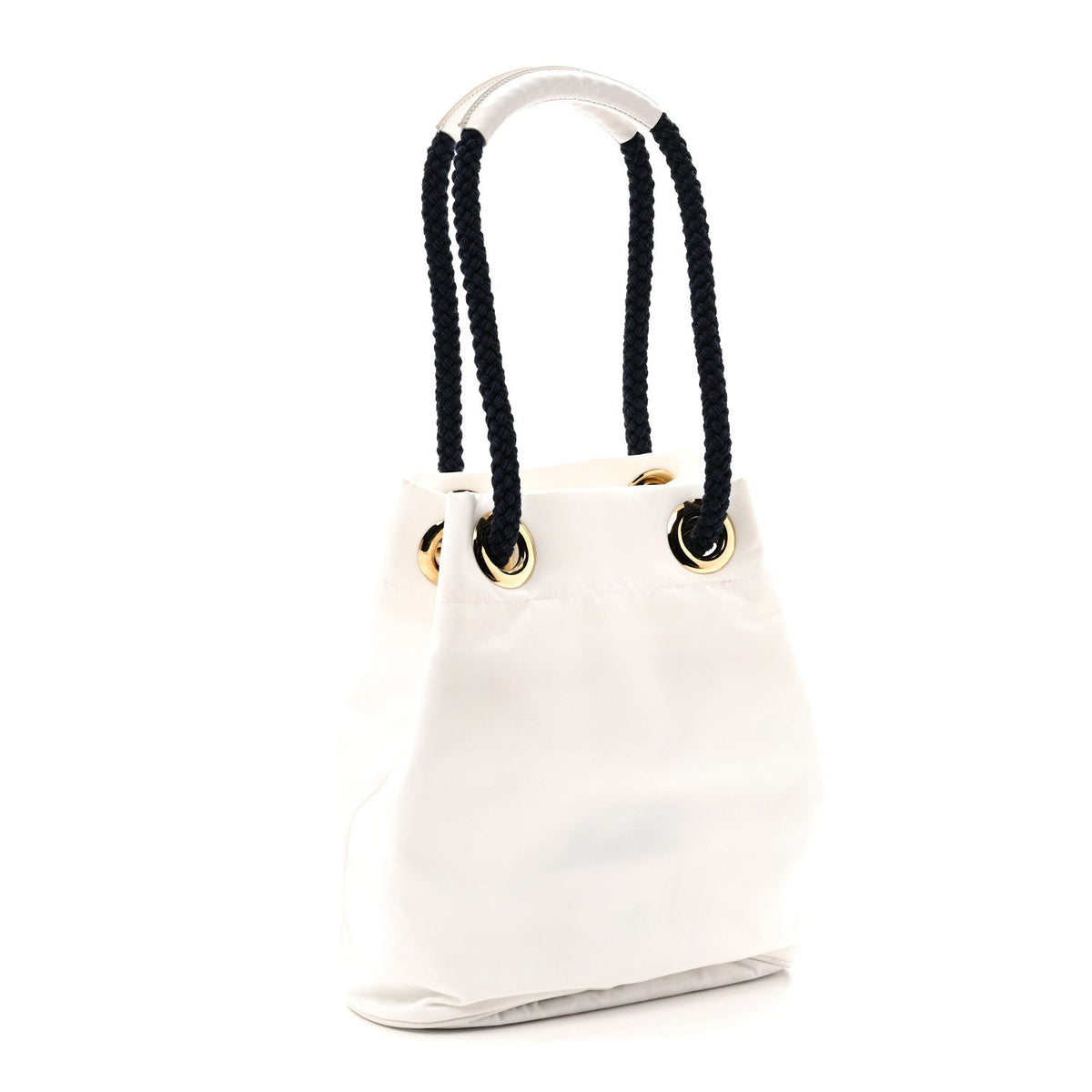 Small Nylon Bucket Bag - White