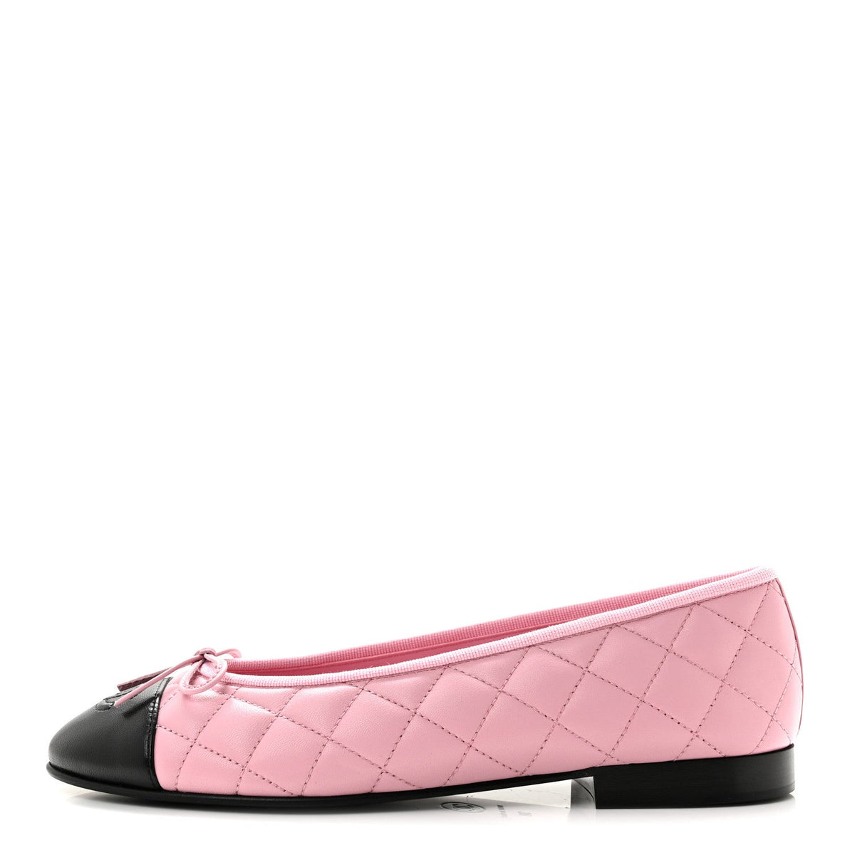 Lambskin Quilted CC Cap Toe Ballerina Flats Pink Black