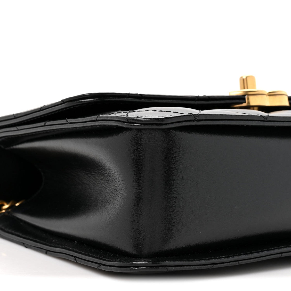 Quilted Calfskin Flap Shoulder Bag - Black