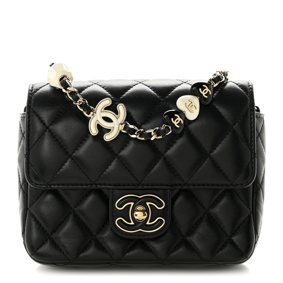 Mini Quilted Lambskin Flap Shoulder Bag - Black