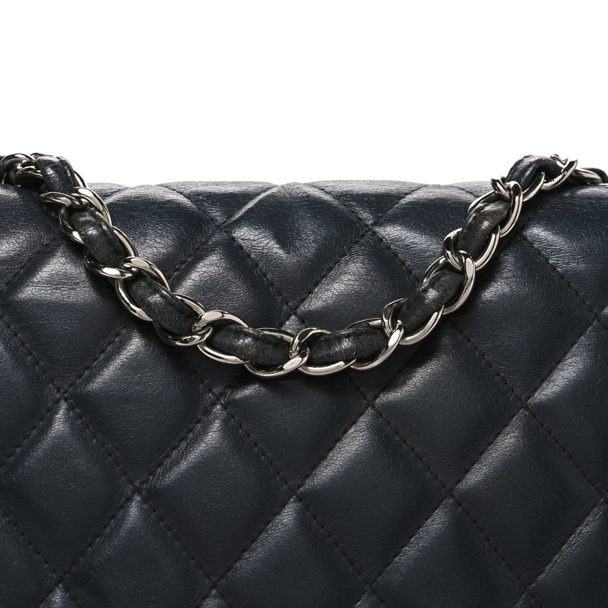 Quilted Lambskin Flap Shoulder Bag - Grey