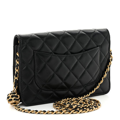 Quilted Lambskin Wallet Bag - Black