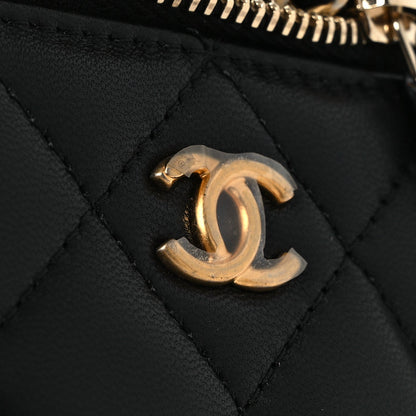 Mini Quilted Lambskin Handbag - Black
