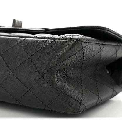 Mini Quilted Sheepskin Flap Shoulder Bag - Grey