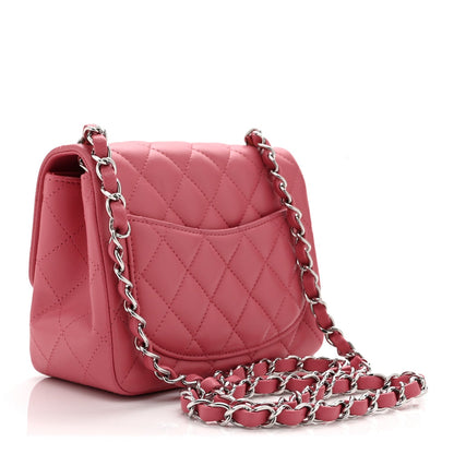 Mini Quilted Lambskin Flap Shoulder Bag - Pink