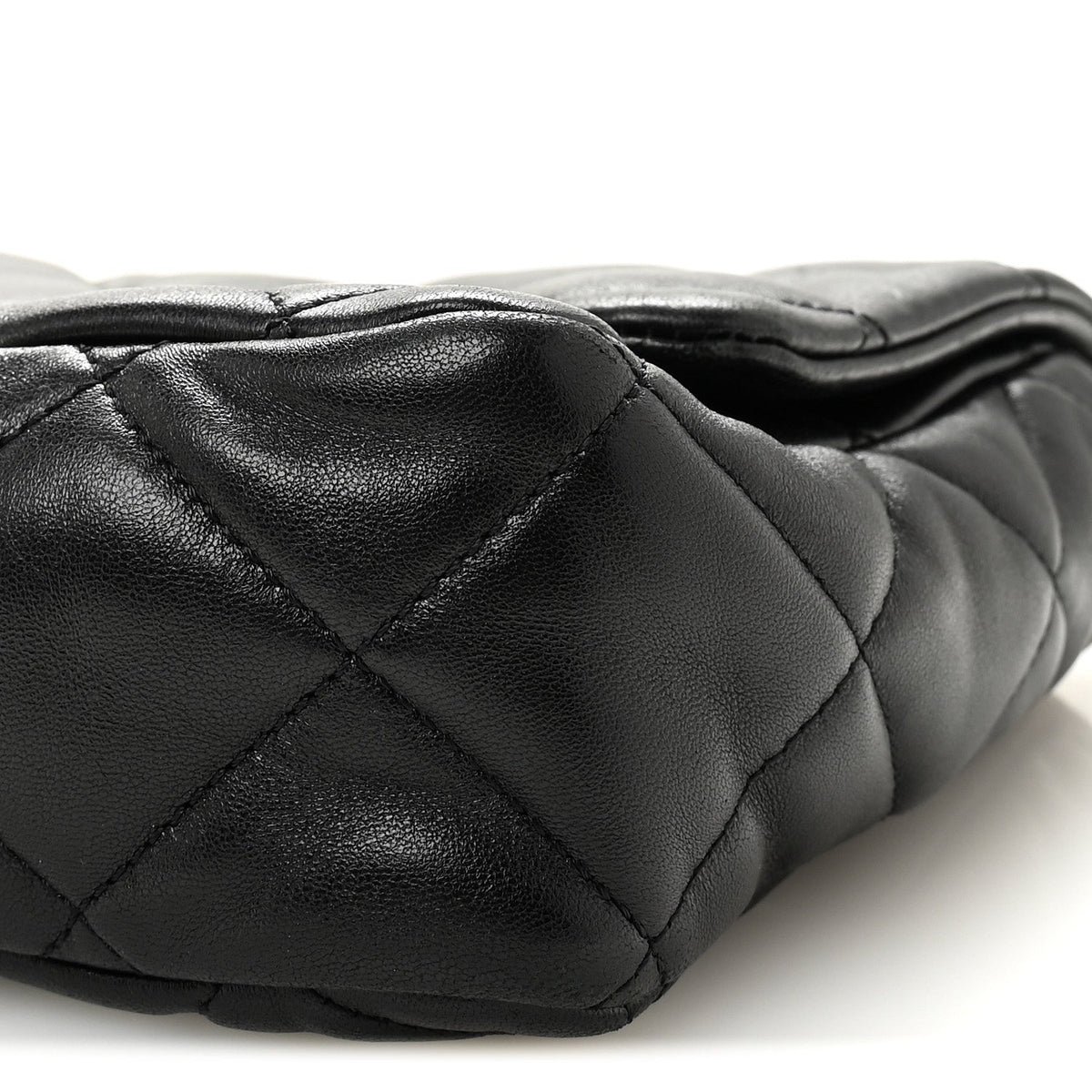 Large Quilted Lambskin Flap Shoulder Bag - Black