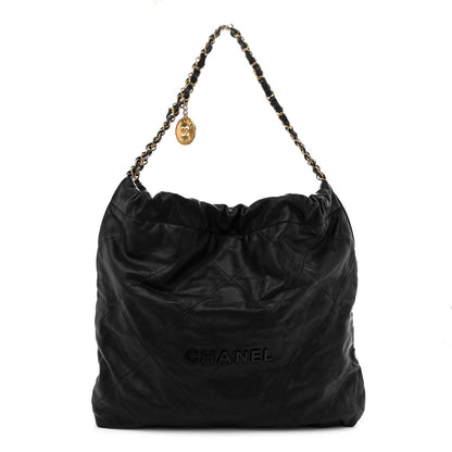Small Quilted Caviar Handbag - Black