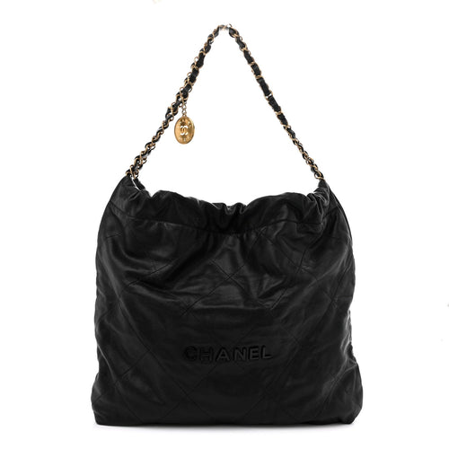 Small Quilted Caviar Handbag - Black