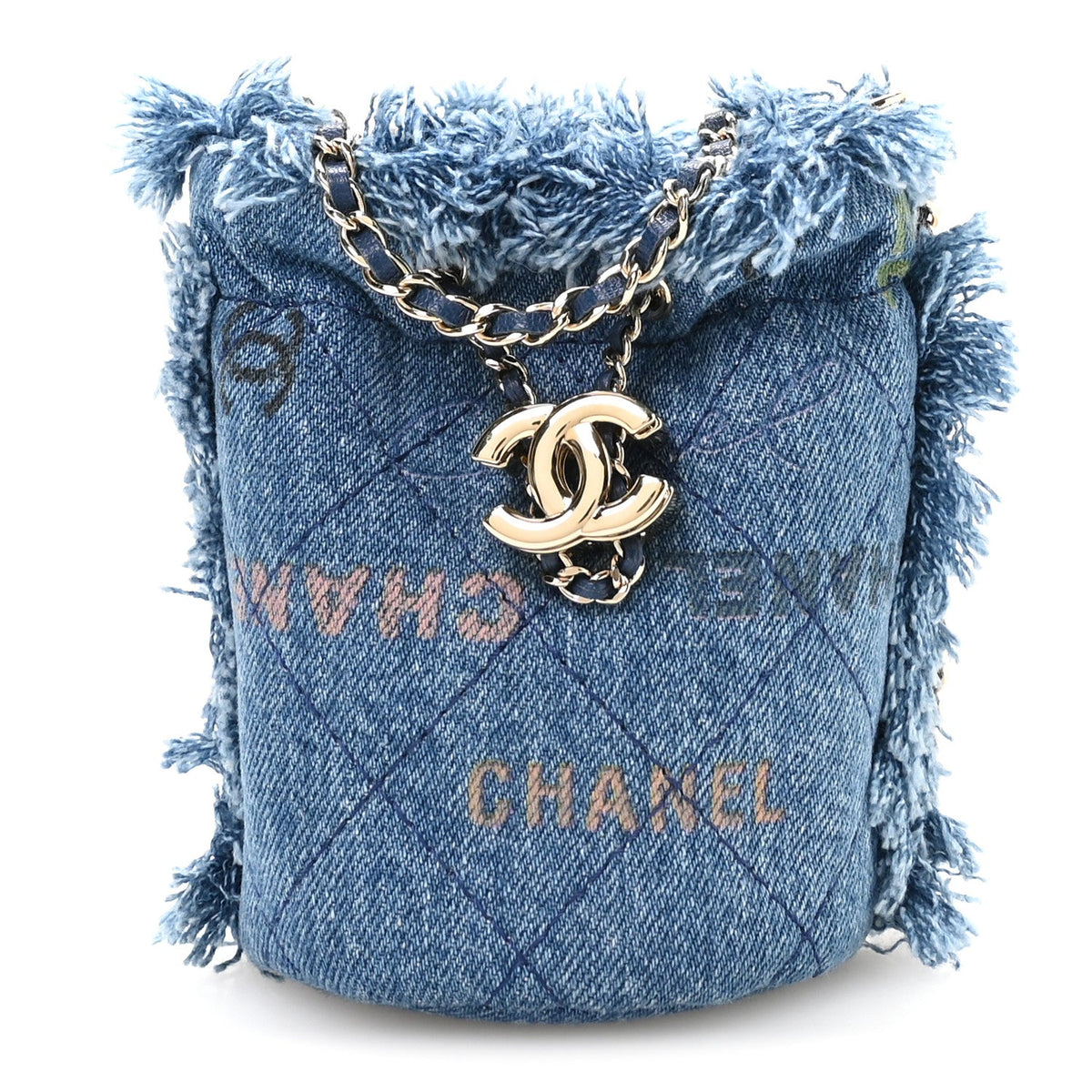 Mini Quilted Bucket Bag - Blue