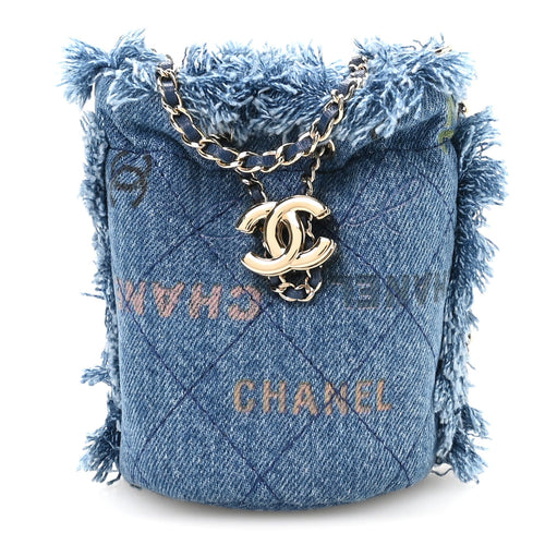 Mini Quilted Bucket Bag - Blue