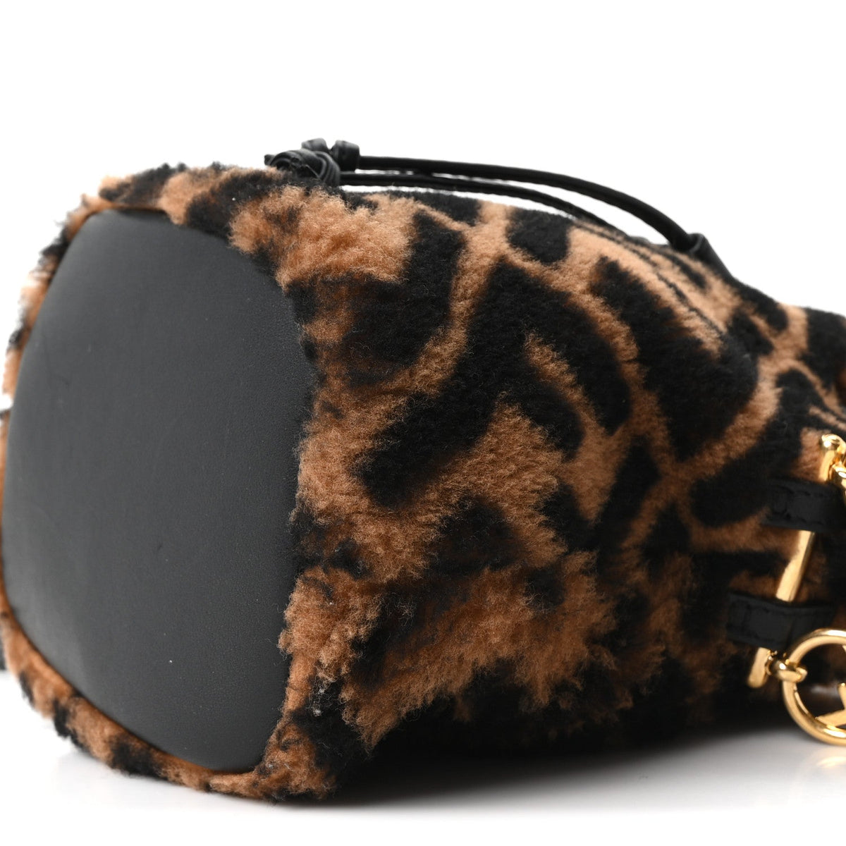 Mini Shearling Bucket Bag - Black