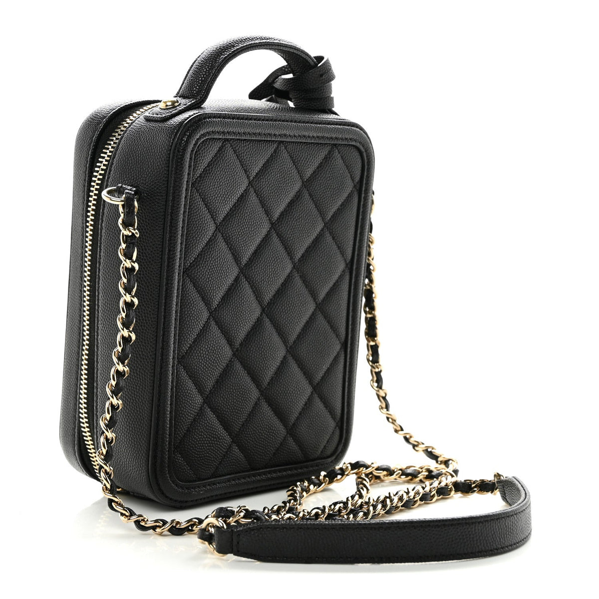 Quilted Caviar Handbag - Black