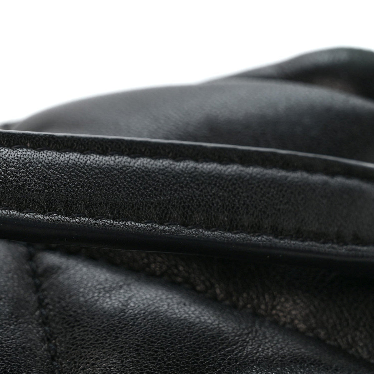 Quilted Lambskin Satchel Bag - Black