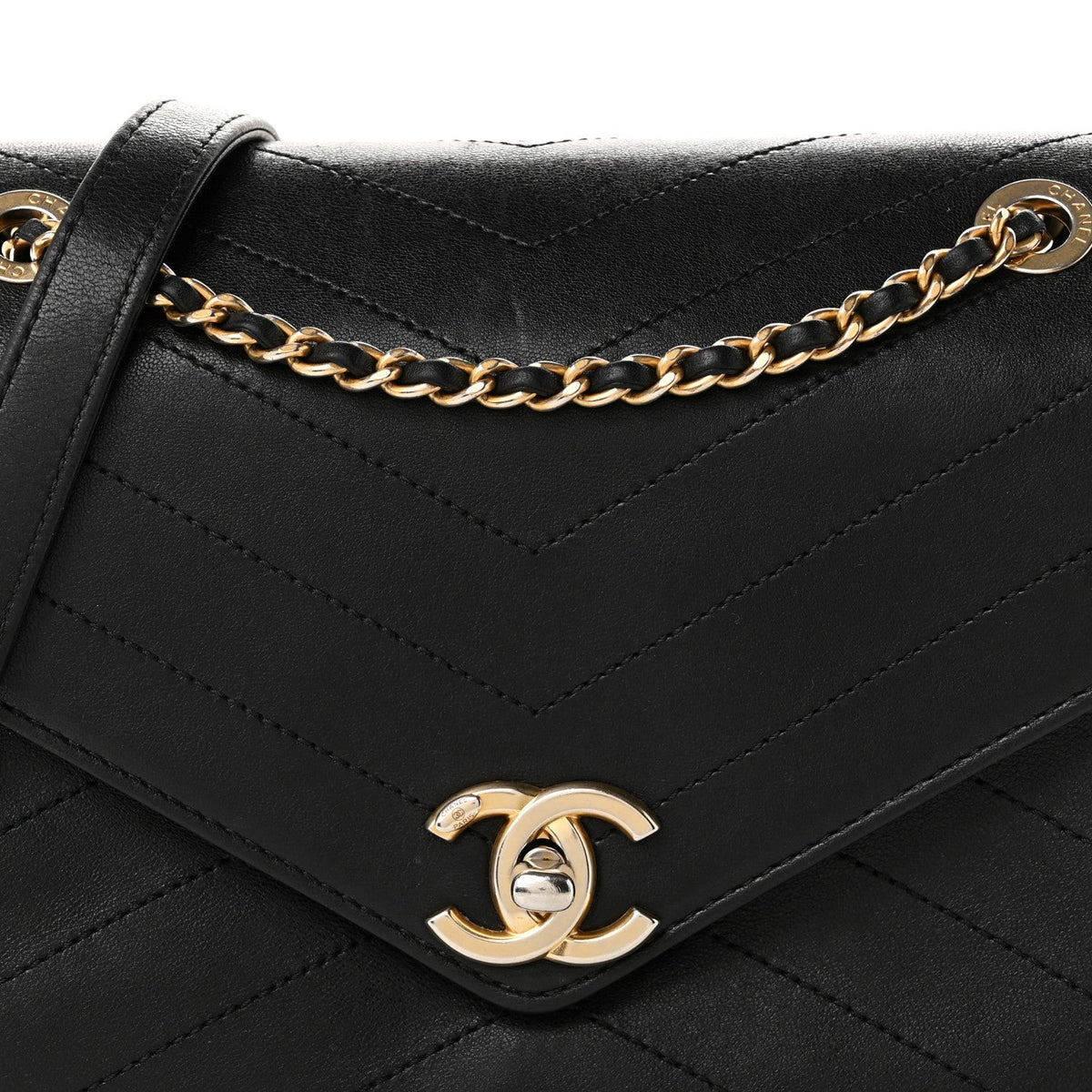 Medium Calfskin Flap Shoulder Bag - Black