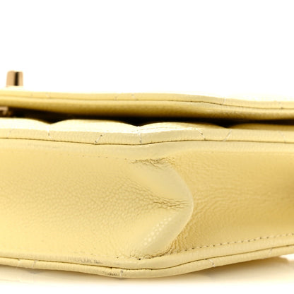 Quilted Caviar Wallet Bag - Yellow