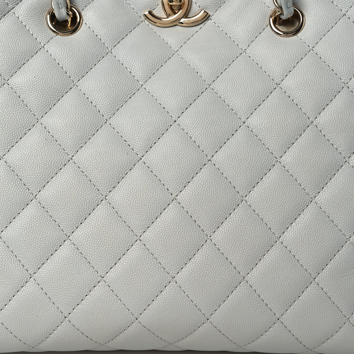 Small Quilted Caviar Tote Bag - Grey