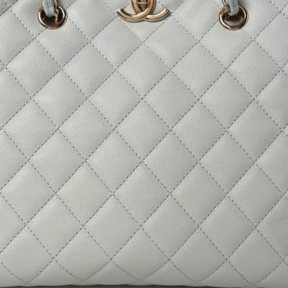 Small Quilted Caviar Tote Bag - Grey
