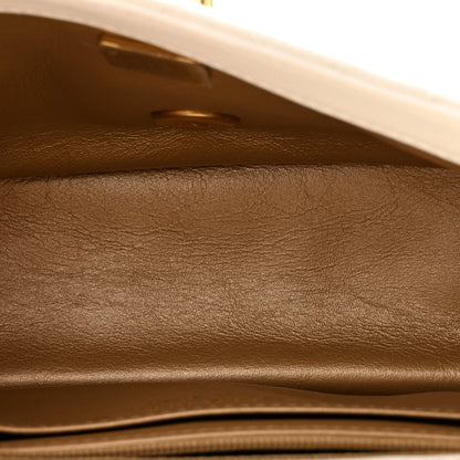 Mini Quilted Lambskin Flap Shoulder Bag - White