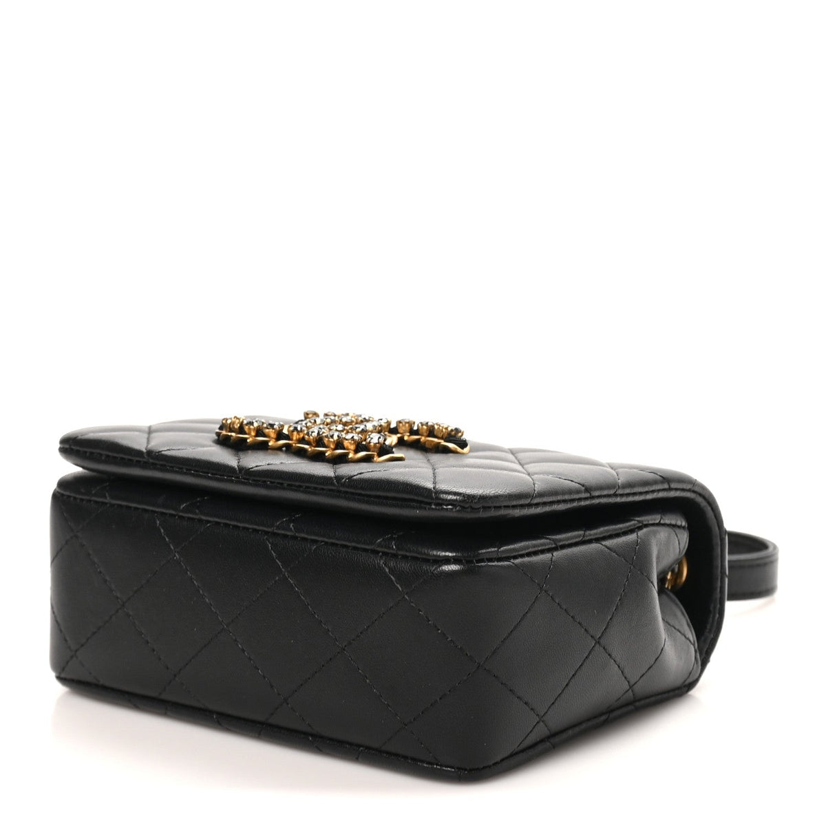 Mini Quilted Lambskin Flap Shoulder Bag - Black
