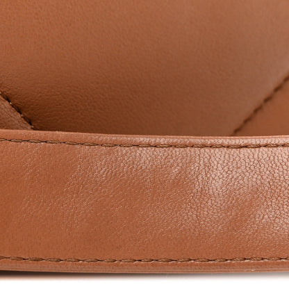 Large Quilted Lambskin Flap Shoulder Bag - Brown
