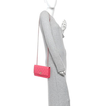 Quilted Lambskin Wallet Bag - Pink