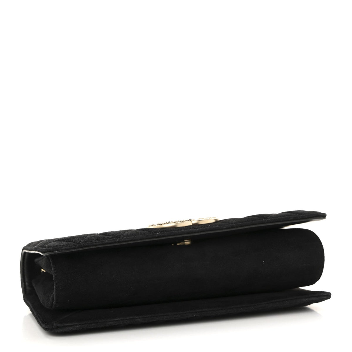 Quilted Suede Flap Shoulder Bag - Black