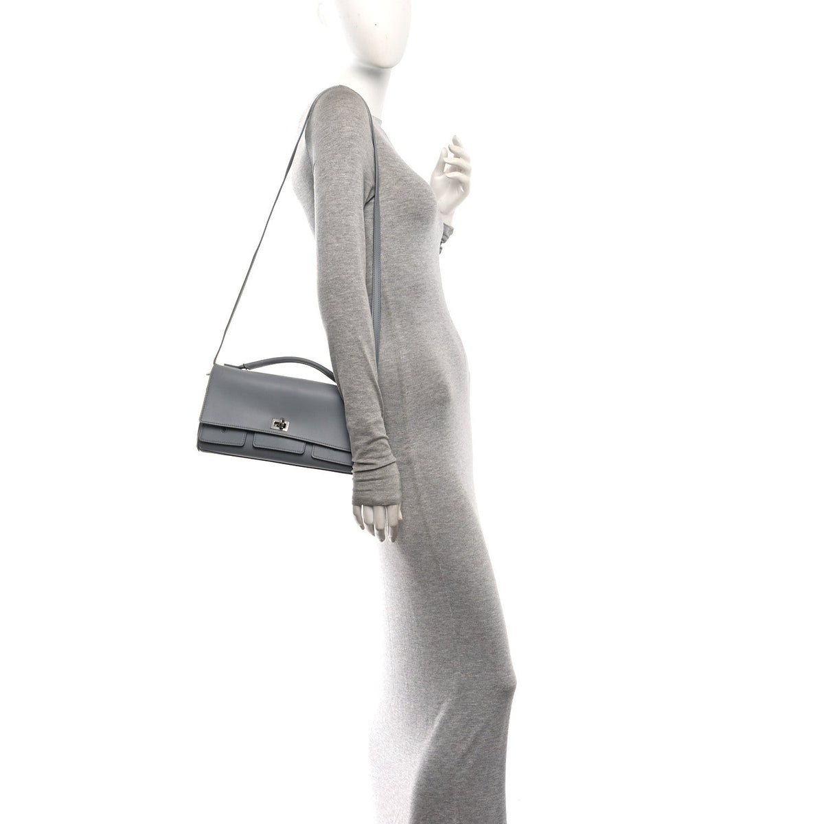 Small Calfskin Clutch Bag - Grey