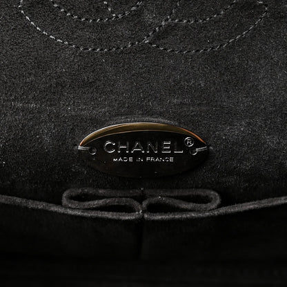 Medium Quilted Suede Flap Shoulder Bag - Black