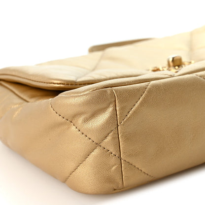 Medium Quilted Goatskin Flap Shoulder Bag - Gold