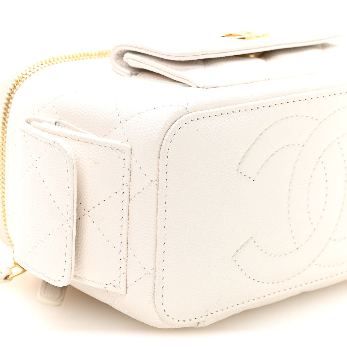 Quilted Caviar Handbag - White