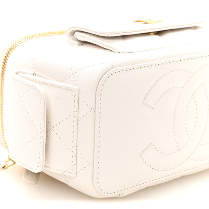 Quilted Caviar Handbag - White