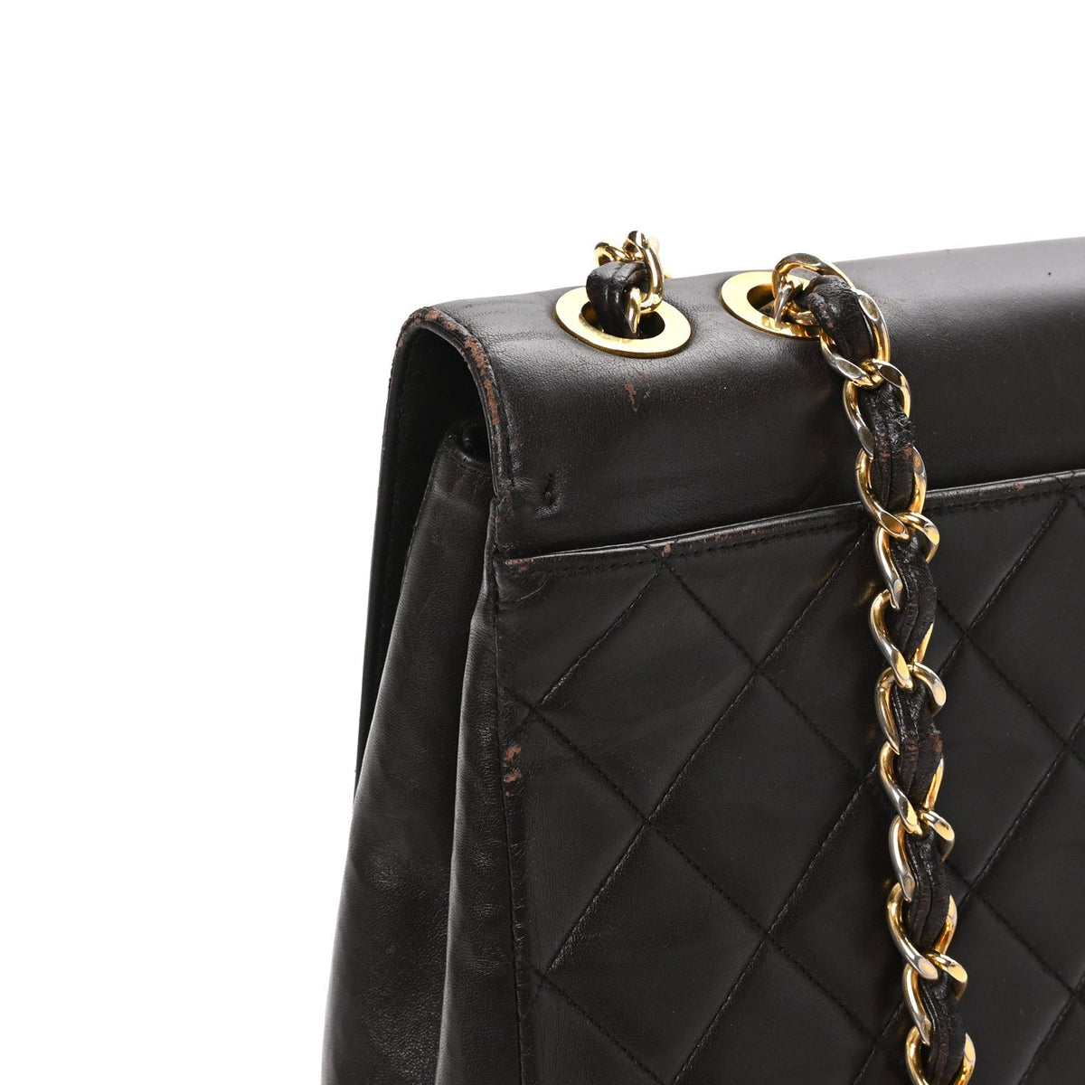 Maxi Quilted Lambskin Flap Shoulder Bag - Brown