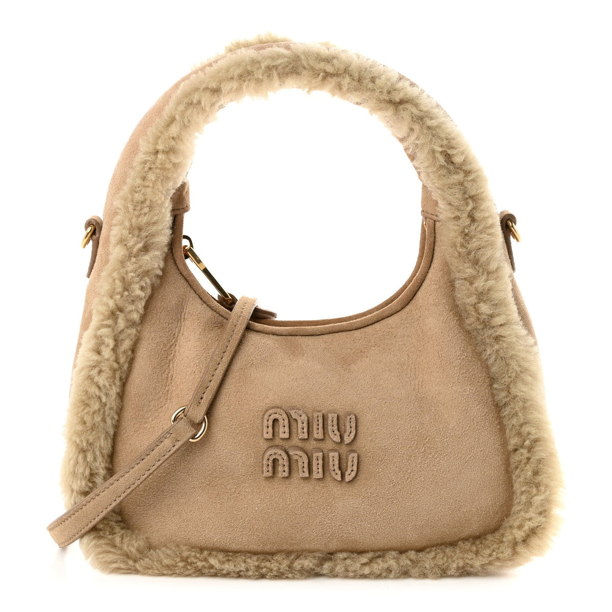 Mini Suede Shearling Hobo Bag