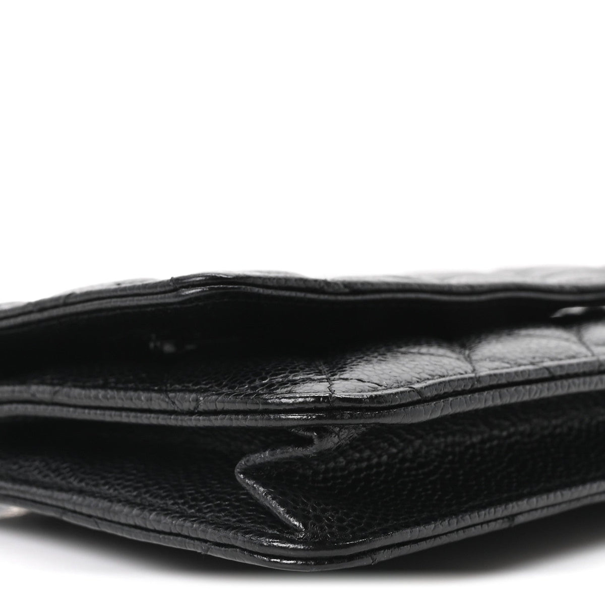 Quilted Caviar Wallet Bag - Black